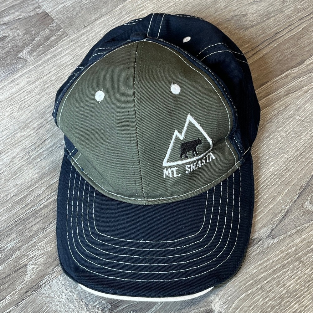 Sportsman Mt Shasta Embroidered Bear Mountain Baseball Cap Olive Navy Blue Hat
